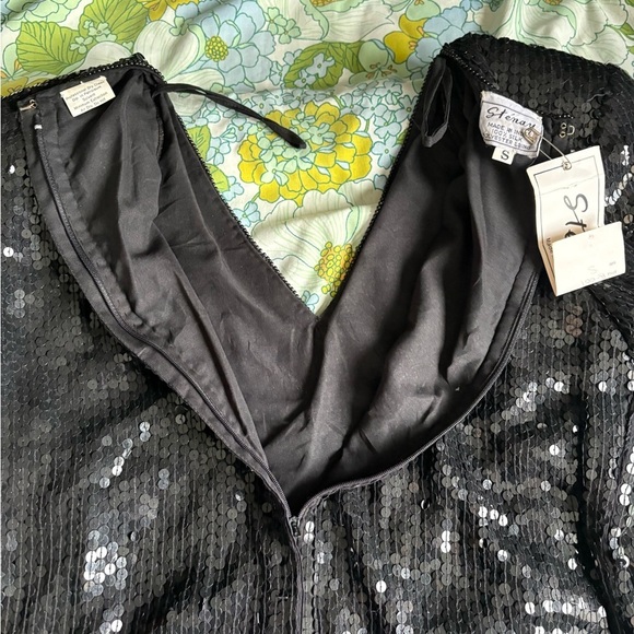 Vtg Stenay Black Multi Color Floral Silk Beaded Sequin Evening Blouse Top Size S - Picture 10 of 12